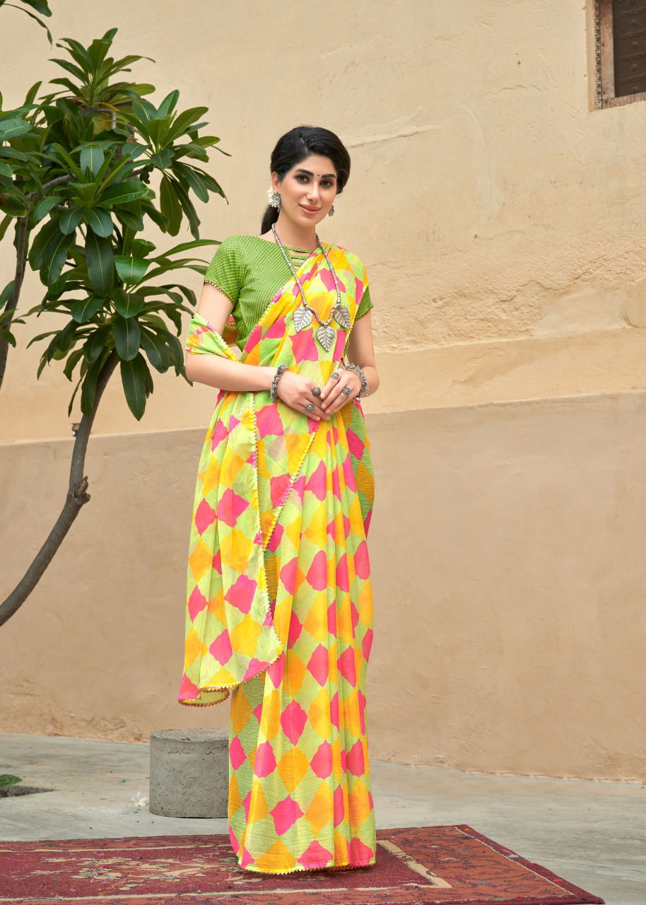 Kashvi Tanishq Fancy Printed Designer Chiffon Ethnic Wear Saree Collection 